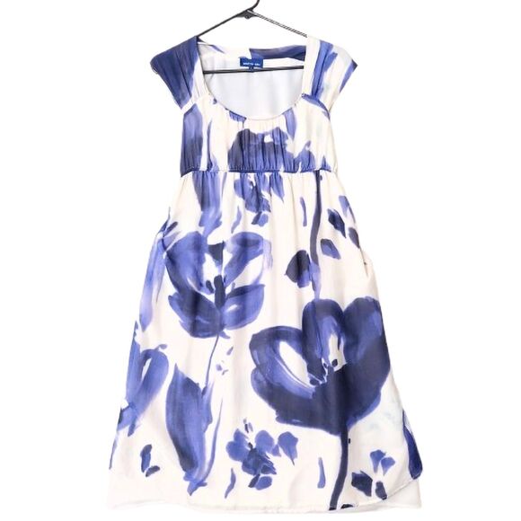 Y2K Inspired Silk Blue Ivory Floral Dress Martin & Osa (Abercrombie) Womens Sz 6 - Picture 1 of 13